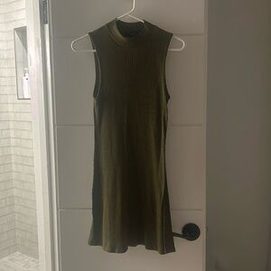 Dark green mock neck mini dress
